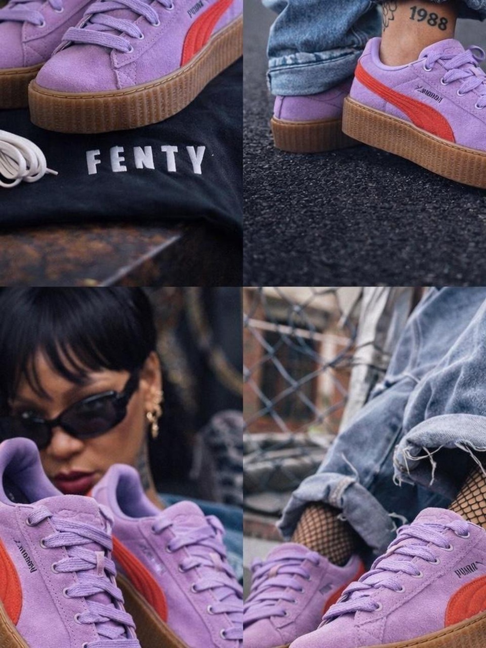PUMA Fenty Phatty Platform Suede Sneakers in Lavender